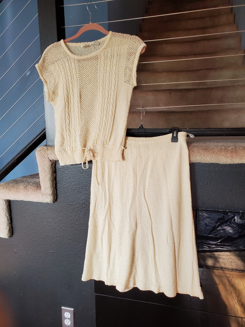 Cream Knit Maxi Skirt — Lightweight Textured A-Line Maxi